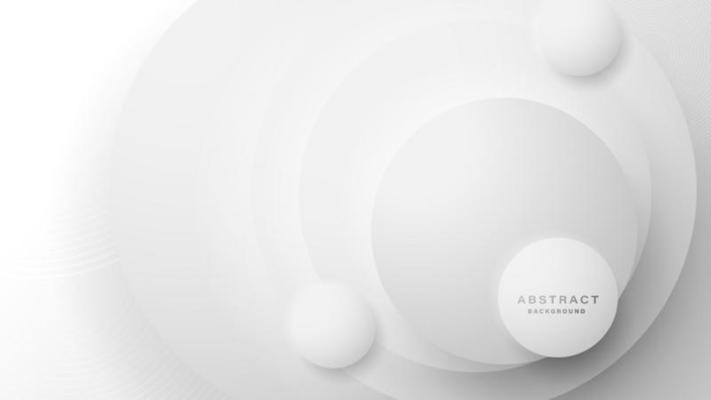 Modern white and grey background with 3D circle papercut layer
