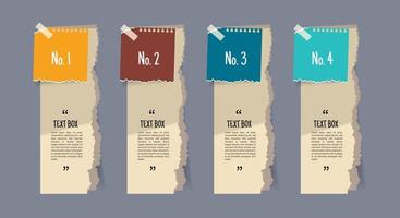 Text box design with note papers infographic. vector