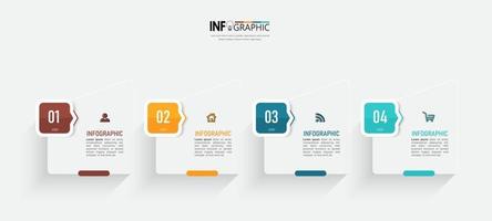 Four steps business infographics template vector