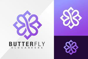 Butterfly Line Ornament Logo Design Vector illustration template