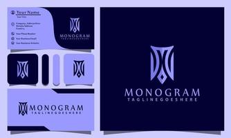 Elegante monograma m, diseño de logotipos de lujo, ilustración vectorial con estilo de arte lineal, plantilla de tarjeta de visita de empresa moderna y vintage vector