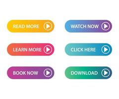 Set of modern buttons for website and user interface. Gradient Buttons. vector