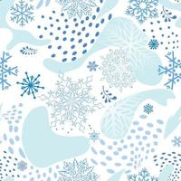 Snow seamless pattern. Abstract floral winter pattern with dots and snowflakes. Ornamental flourish seasonal drawn texture. Winter holiday backdrop. Artistic stylish backgroun. Christmas collection. vector