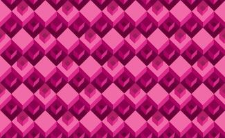 Geometric seamless pattern with three-dimensional cubes. Abstract mosaic of pink color square shape box. Diamond tle ornament vector