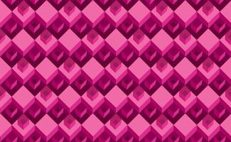 patrón geométrico sin fisuras con cubos tridimensionales. mosaico abstracto de caja de forma cuadrada de color rosa. adorno de diamantes vector