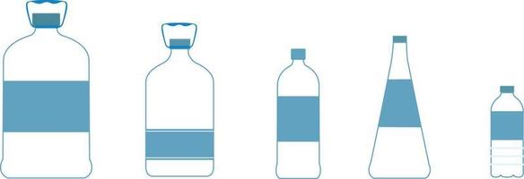Water bottle set. Plastic bottle collection. Vector illustration