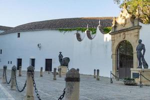 bronze sculptures of famous bullfighters in the tourist city of ronda photo