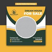 Dream House for Sale Real Estate Social Media Post Design Template vector