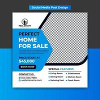 Perfect Home for Sale Real Estate Social Media Post Design Template vector