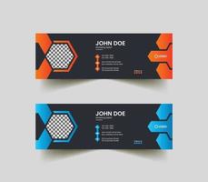 Polygonal Modern And Dark Colour Email Signature Cover Design vector