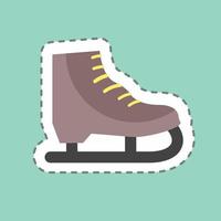 Ice Skate Sticker in trendy line cut isolated on blue background vector