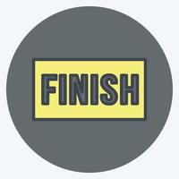Finish Icon in trendy color mate style isolated on soft blue background vector