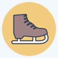 Ice Skate Icon in trendy color mate style isolated on soft blue background vector