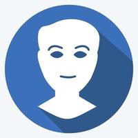 icono rostro humano - estilo de sombra larga - ilustración simple, bueno para impresiones, anuncios, etc.