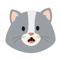 face of cute little cat animal icon vector