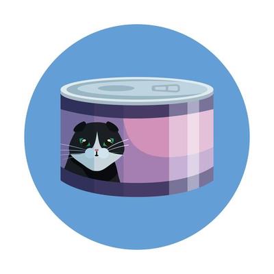 food cat in can with frame circular