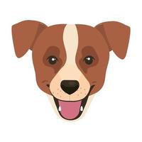 Cara de perro marrón con icono aislado de mancha blanca vector