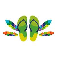 flip flops pair with exotic feathers vector