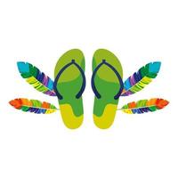 flip flops pair with exotic feathers vector