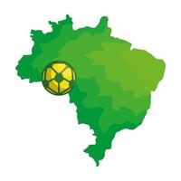 Balón de fútbol deportivo con mapa de Brasil vector