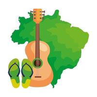 drum and flip flops with map of brazil vector