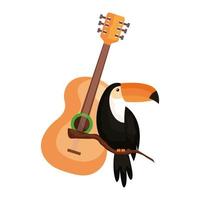 guitar with toucan isolated icon vector