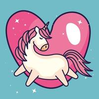 cute unicorn fantasyt and cute heart vector