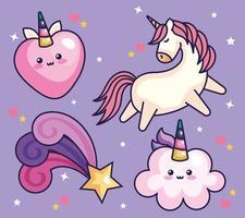 collection of cute and fantasy icons vector