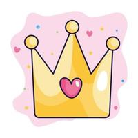 crown with heart and cute decoration vector