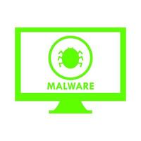 Malware on pc on white background vector