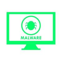 Malware on pc on white background vector