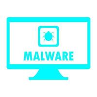 Malware on pc on white background vector