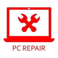 reparación de pc sobre fondo blanco vector