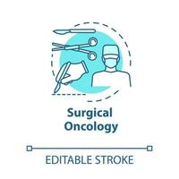 Surgical oncology concept icon. Surgery to remove tumor. Procedure for treatment. Operation room idea thin line illustration. Vector isolated outline RGB color drawing. Editable stroke