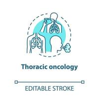 Thoracic oncology concept icon. Lung airways inflammatory disease. Asthma, tuberculosis. Pulmonology idea thin line illustration. Vector isolated outline RGB color drawing. Editable stroke