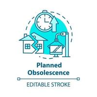 Planned obsolescence concept icon. Products with limited period of use. Unendurable technology. Overconsumption idea thin line illustration. Vector isolated outline RGB color drawing. Editable stroke