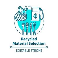 Recycled material selection concept icon. Environment protection. Garbage disposal and reuse. Eco products idea thin line illustration. Vector isolated outline RGB color drawing. Editable stroke