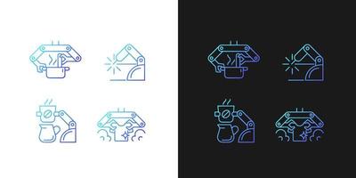 Automated mechanical devices gradient icons set for dark and light mode vector