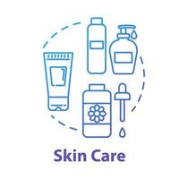 Skin care, beauty, cosmetic products concept icons set. Skin youth, face care, cosmetology idea thin line RGB color illustrations. Vector isolated outline drawings. Editable stroke