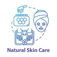 Natural skin care, organic cosmetic products concept icon. Eco cosmetics, face and body care, spa procedures idea thin line illustration. Vector isolated outline RGB color drawing. Editable stroke