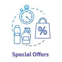 Special offers, mega sale concept icon. Cosmetics selling, trade, discount, advertising campaign idea thin line illustration. Vector isolated outline RGB color drawing. Editable stroke