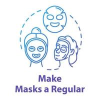 Make masks regular, skin moisturizers, beauty products concept icon. Face care, spa procedure idea thin line illustration. Vector isolated outline RGB color drawing. Editable stroke