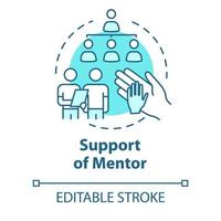 Support of mentor concept icon. Teacher assistance. Coaching and training. Leadership. Tuition idea thin line illustration. Vector isolated outline RGB color drawing. Editable stroke
