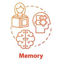 Memory concept icon. Receiving and storing information. Exam preparation. Brain informational processing system idea thin line illustration. Vector isolated outline RGB color drawing