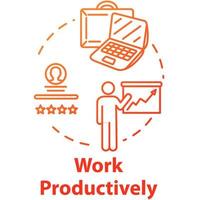 Work productively concept icon. Successful workflow planning. Reaching goal. Effective time management idea thin line illustration. Vector isolated outline RGB color drawing