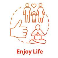 Enjoy life concept icon. Stay in good condition. Happy being. Ability to love and relax. Live full life idea thin line illustration. Vector isolated outline RGB color drawing