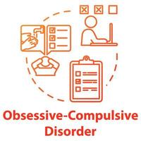 Obsessive compulsive disorder concept icon. OCD. Mental illness. Psychology, psychiatry. Healthcare idea thin line illustration. Vector isolated outline RGB color drawing