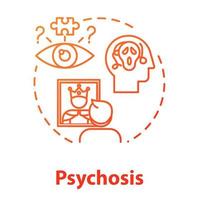 Psychosis concept icon. Psychic disorder. Psychopathy, insanity. Uncontrollable fear, depression. Mental illness idea thin line illustration. Vector isolated outline RGB color drawing