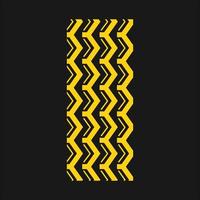 marcas de pista icono de color amarillo rgb. rastros detallados de neumáticos de calle de automóviles y motocicletas. Estampado de rueda en forma de zigzag con ranuras gruesas. rastro del neumático del vehículo. ilustración vectorial aislada en negro vector