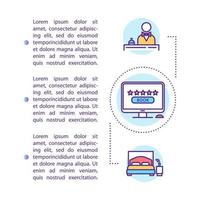 Hotel booking services concept icon with text. Advance reservation. Budget tourism. Stay in hostel. PPT page vector template. Brochure, magazine, booklet design element with linear illustrations